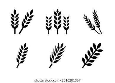 Farm wheat ears icon set. vector illustration on white background.