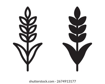 Conjunto de iconos de orejas de trigo de granja. Ilustración vectorial