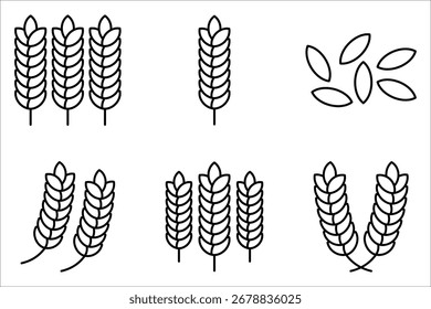 Farm wheat ears Icon set .Symbol isolated white background. vector illustration. color editable.	
