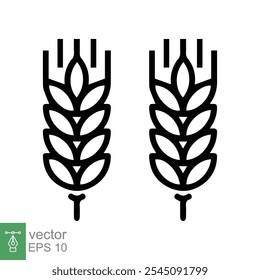 Ícone de orelhas de trigo da fazenda. Estilo plano simples. Grão, aveia, sem glúten, conceito de alimento. eco-negócios orgânicos, agricultura, padaria. Ilustração vetorial isolada sobre fundo branco. EPS 10.