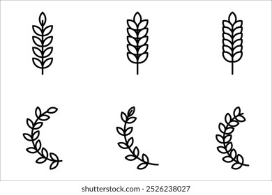 Farm wheat ears icons set vector template. editable colors on white background. eps 10