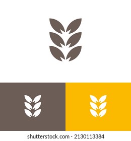 Farm wheat grain logo vector design concept. Agriculture organic company brand logomark illustration template. Representing health, bread, cereal, plant, seed, vegan, food, harvest.