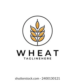 Farm Wheat line art Logo vector Design Icon Template Illustration