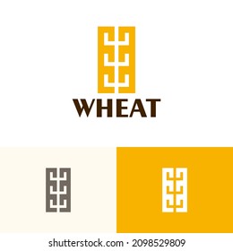 Farm wheat logo design concept. Agriculture company brand logomark illustration. Can representing oat, grain, plant, health, bread, cereal, vegan, food, harvest.