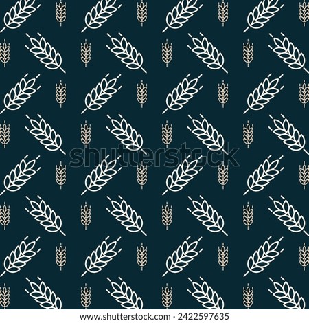 Farm wheat luxury blue repeating pattern beautiful vector illustration background