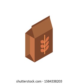 farm wheat package fertilizer isometric icon vector illustration