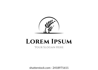 Farm wheat silhouette vector icon illustration logo design on white background