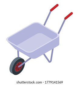 Farm wheelbarrow icon. Isometric of farm wheelbarrow vector icon for web design isolated on white background