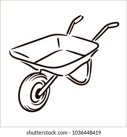 Farm wheelbarrow simple sketch illustration on white background