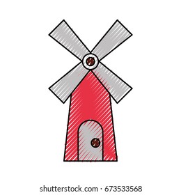 farm windmill isolated icon