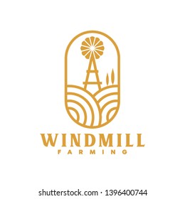 farm and windmill logo illustration