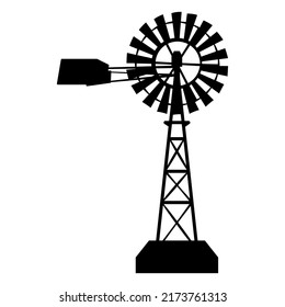 Farm Windmill Silhouette. High quality vector