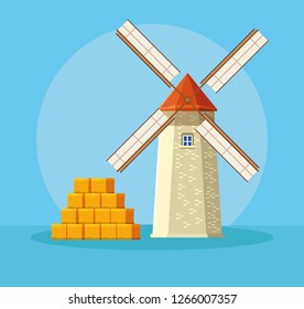 farm windmill with straws