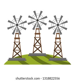 farm windmills on grass
