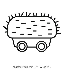 Farm wooden cart icon outline vector. Bale hay farm. Field food stack dry