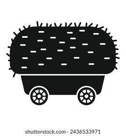 Farm wooden cart icon simple vector. Bale hay farm. Field food stack dry