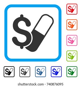 Farma Business icon. Flat grey pictogram symbol inside a light blue rounded square. Black, gray, green, blue, red, orange color versions of Farma Business vector.