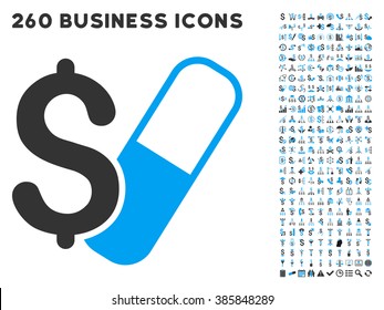 Farma Business icon within 260 vector business pictogram set. Style is bicolor flat symbols, light blue and gray colors, white background.