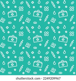 Farmacy Monoline Icons Seamless Pattern