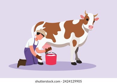 Farmer activity. Agricultural concept. Colored flat vector illustration isolated.