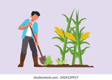 Farmer activity. Agricultural concept. Colored flat vector illustration isolated.
