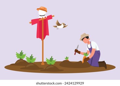 Farmer activity. Agricultural concept. Colored flat vector illustration isolated.