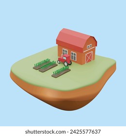 Farmer activity. Agricultural concept. Realistic 3d object cartoon style.