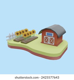 Farmer activity. Agricultural concept. Realistic 3d object cartoon style.