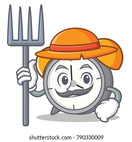 Farmer alarm clock character cartoon