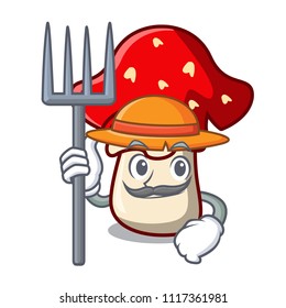 Farmer amanita mushroom character cartoon