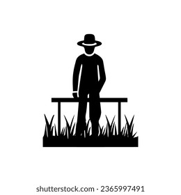 Farmer Amid Cornfield Symbol einzeln auf weißem Hintergrund