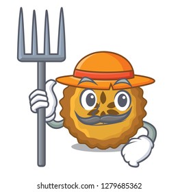 Farmer apple pie bread on cartoon Plate