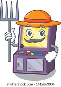 Farmer arcade machine isolated with the character