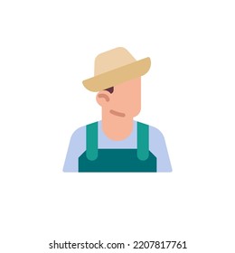 Farmer avatar flat icon, vector sign, Gardener man with hat colorful pictogram isolated on white. Symbol, logo illustration. Flat style design