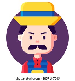Farmer avatar job and profession. Pixel perfect vector icon graphic.