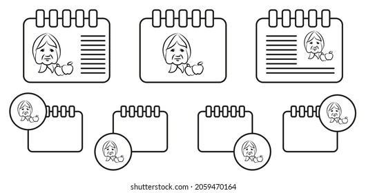 Farmer avatar sketch vector icon in calender set illustration for ui and ux, website or mobile application