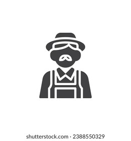 Bauernavatar-Vektorsymbol. volles Flachzeichen für mobiles Konzept und Webdesign. Bauer auf Strohhut Symbol. Symbol, Logo-Abbildung. Vektorgrafik