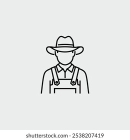Ícone de Linha Vetorial do Avatar do Agricultor