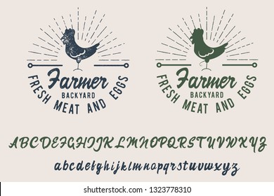 Farmer. Backyard support. Script hand made font. Fresh food, natural, chicken. Hand made logo.