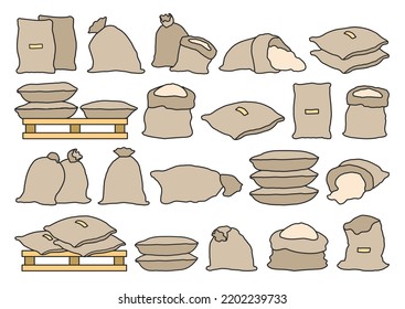 Farmer bag vector illustration on white background. Isolated color set icon grain sack .Vector color set icon farmer bag.