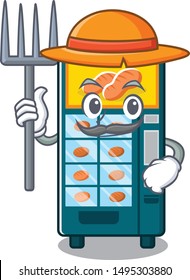 Farmer bakery vending machine isolated the cartoon