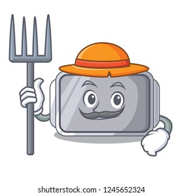 Farmer baking pan quality on isolated mascot