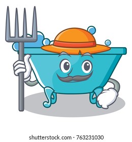 Farmer bathtub character cartoon style