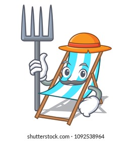 Farmer beach chair character cartoon