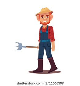 
granjero con barba en una ilustración portadora de sombrero