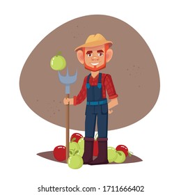 
farmer with a beard in a hat vector illustration