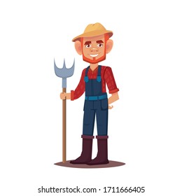 
farmer with a beard in a hat vector illustration