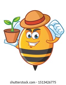 farmer bee mascot character vector design
