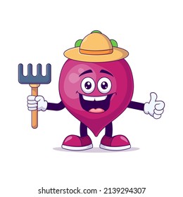 Farmer beetroot cartoon mascot character vector illustration design