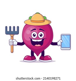 Diseño de ilustraciones vectoriales del personaje de la mascota de remolacha granjera